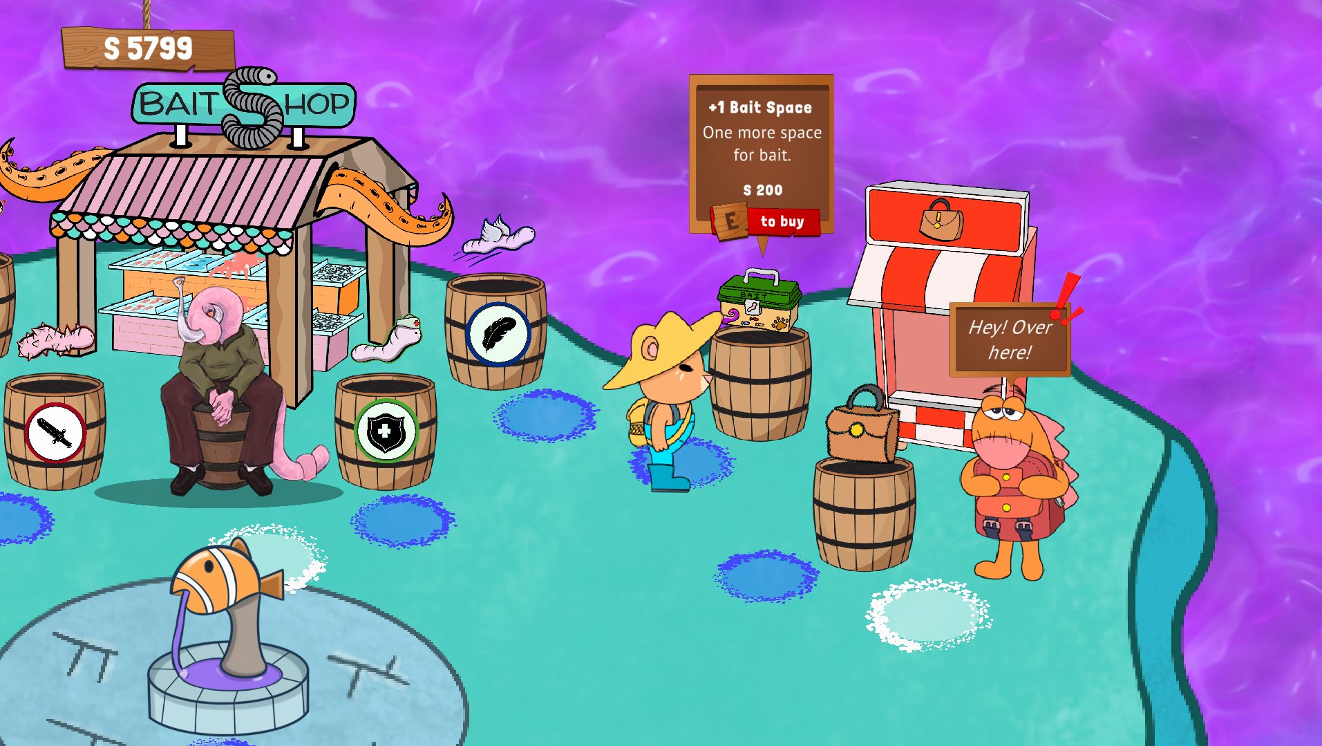 Shops use the same visual language for interaction as NPCs for ease of player understanding, and alter player data to give them permanent upgrades!