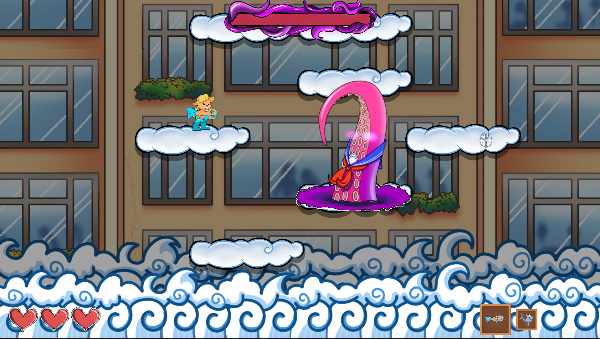 Each boss is the arm of an interdimensional mega-octopus; fights play out like a hybrid between Cuphead and Contra, with plenty of platforms and peril.