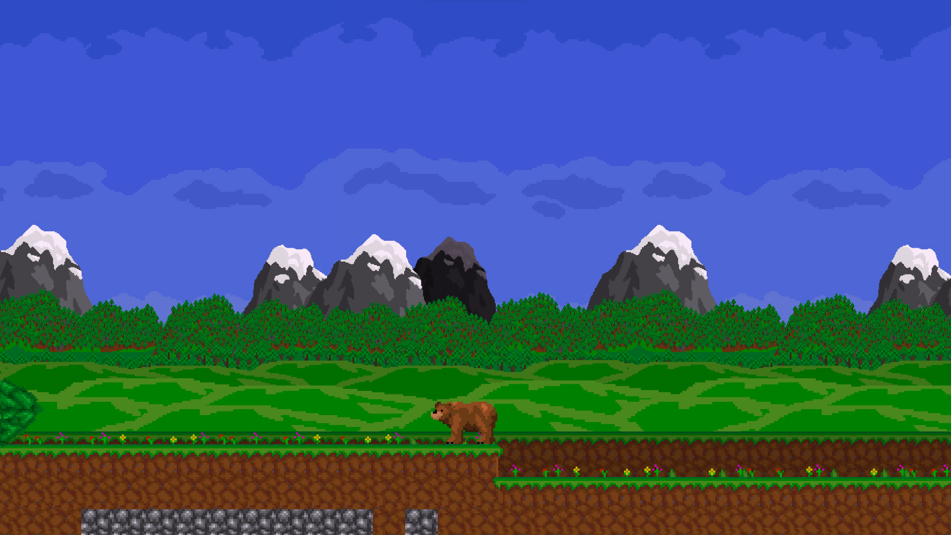 7 different parallax layers make up the lush scrolling background of the Pacific Northwest.