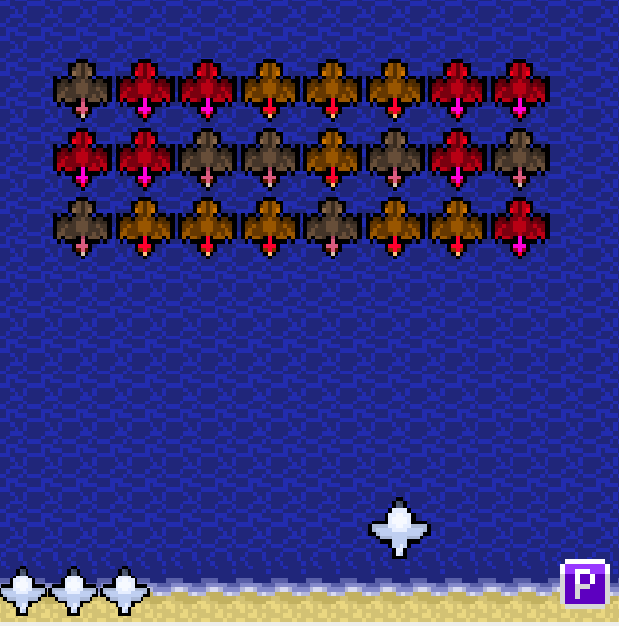 Chorus of Carnage's gameplay is nearly identical to Space Invaders, but I added a dodge roll if you hit the P key.