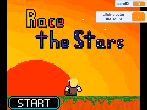 The title screen sees the main character watch a sunset.