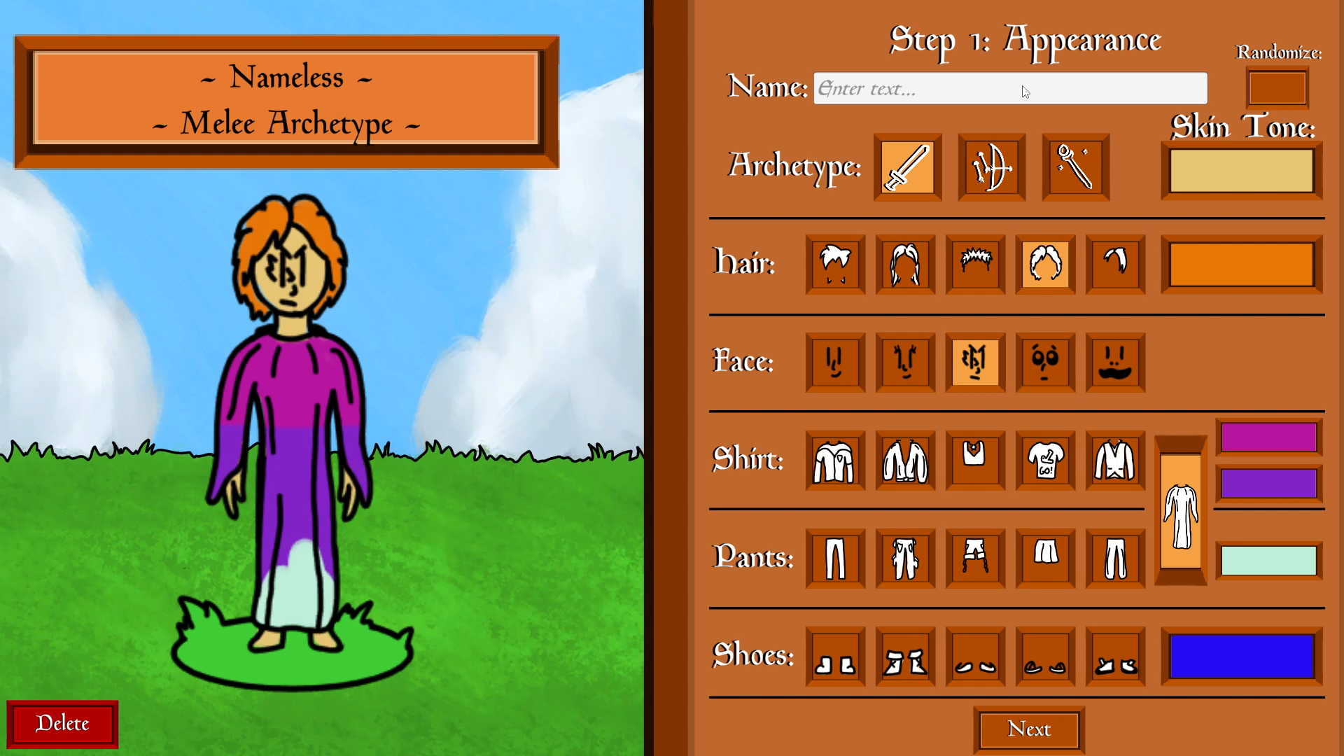 You can choose from a wide range of clothing and appearance options for your character, as well as their class archetype.