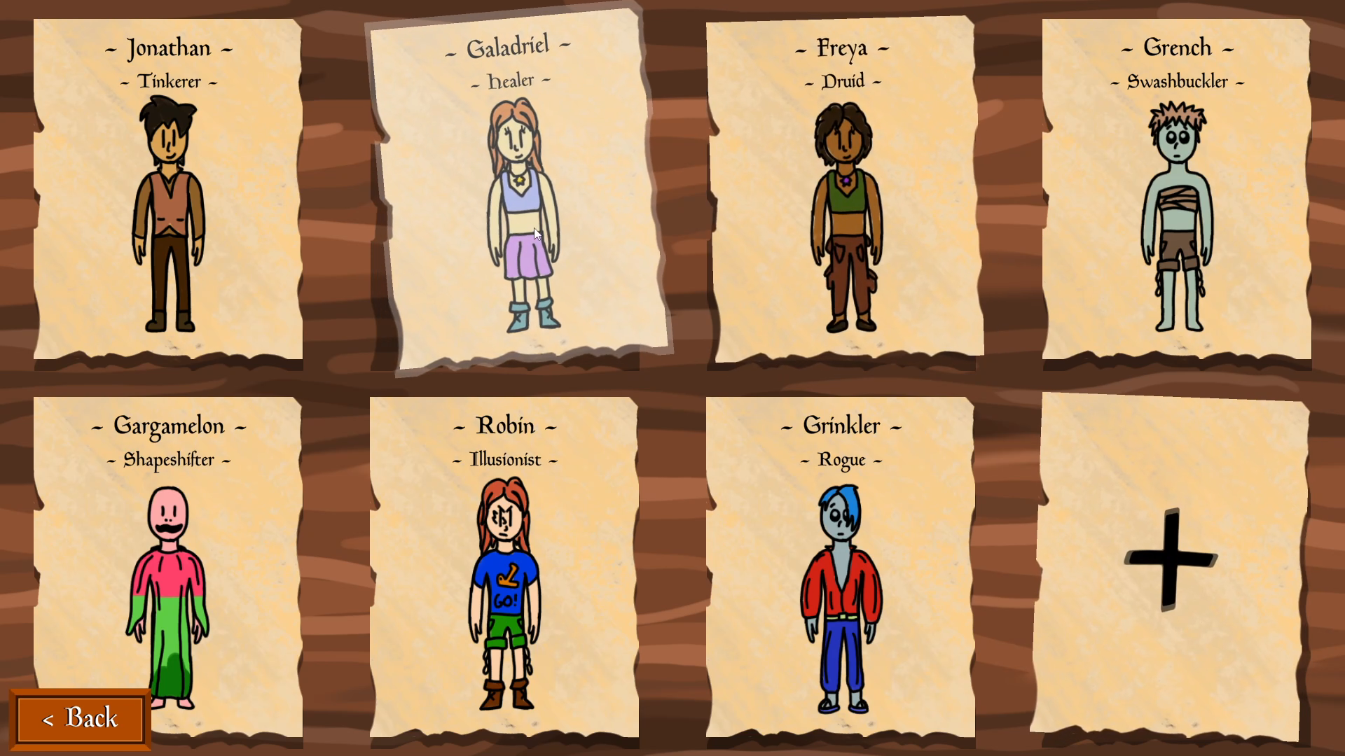 You can have up to 8 characters at a time, and clicking on each one shows a preview of their stats and class.