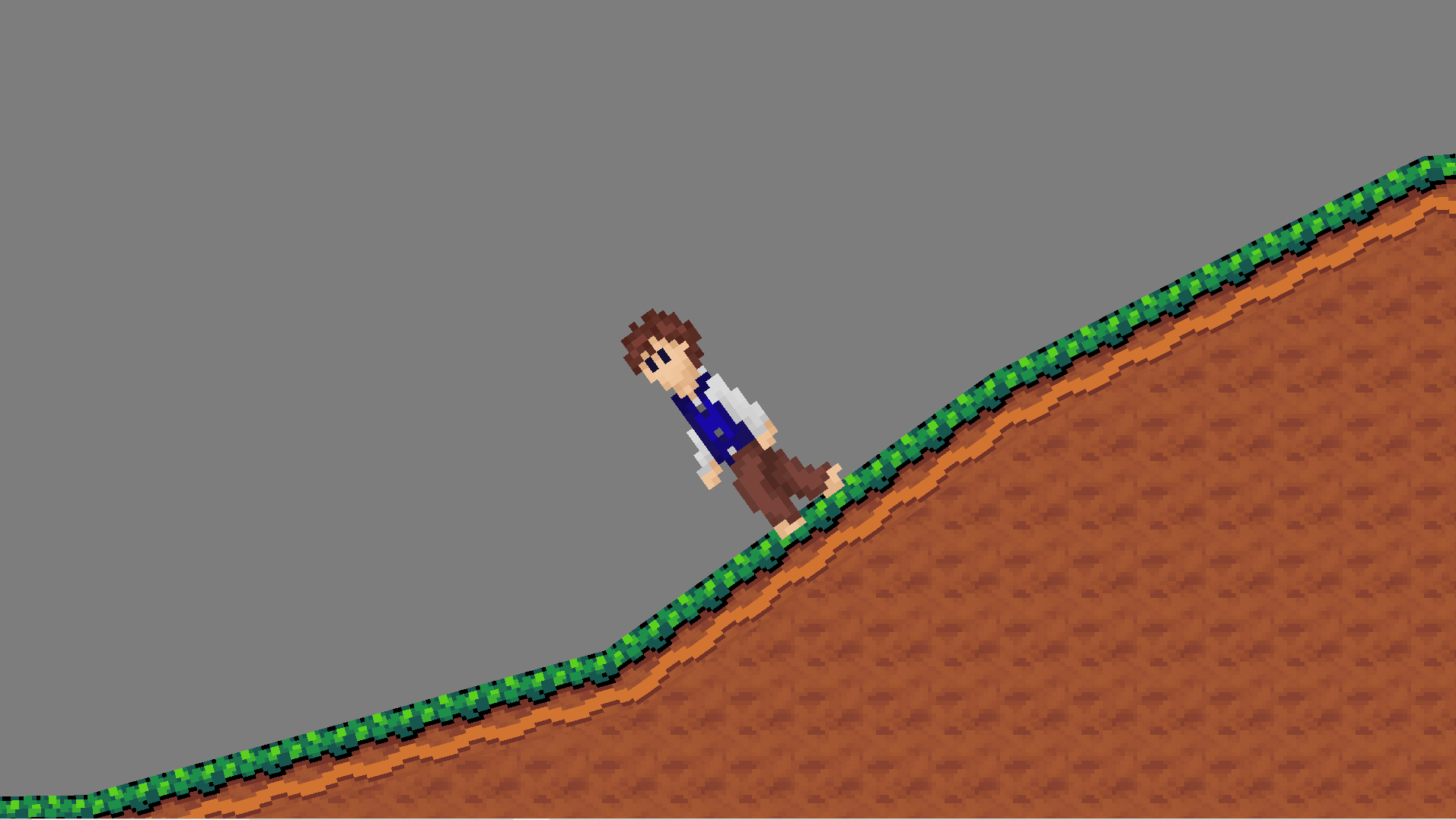 The player controller is able to rotate correctly to the angle of the slope it's standing on by reading the angle from a raycast.